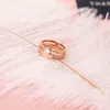 Nuovo acciaio al titanio oro rosa anello pieno di diamanti moda femminile semplice doppio strato coppia delicata festa casual regalo di San Valentino selvaggio AYW3