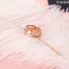 Nouveau titane acier rose or plein diamant bague mode féminine simple double couche délicate couple bague fête décontracté sauvage Saint Valentin cadeau