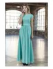 2019 New Mint Lace Chiffon A-line Long Modest Bridesmaid Dresses With Cap Sleeves Floor Length Light Green Modest Maids of Honor Dress