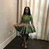 Emerald African High Low Prom Dresses Sheer Open Back Black Girl 2019 Lange Mouw Partyjurken Robe de Soiree Cocktail Juniors Avondjurk