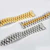 Watchband 13mm 17mm 20mm Silver Gold Watch Band Three strains Stainless Steel Polishing Brushed Curved End Strap Bracelets for R2036