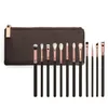 12PCS / Set Brosse Avec PU Sac Maquillage Brosse Professionnelle Pour Fond De Teint Poudre Blush Fard À Paupières Eyeliner Mélange Crayon Livraison Rapide