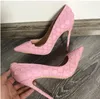 Hot Sale-Mode Kvinnor Pumpar Sexig Lady Pink Printed Point Toe Tunna High Heels Bride Bröllop Skor Party Shoes Stiletto 12cm 10cm 8cm