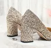 ニューシーズン女性のドレスパンプスの靴クリスタルシューズ結婚式のパーティープロムの靴チャンキーヒールハイヘルファッショントップグレードシンデレラローファー