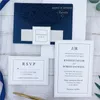 Güzel Lacivert Gül Lazer Kesim Cep Düğün Davetiyeleri Göbek Band ve RSVP Kart ile, ücretsiz baskı sağlar