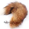 Fanala Drop Real Red Fox Tail Plug Anal Métal Butt Plug Animal Cosplay Tai249E