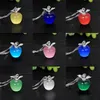 925 argent plaqué or blanc oeil de chat pomme pendentif collier femme clavicule chaîne cristal bijoux pomme collier accessoires