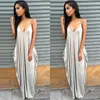 Women casual beach dresses pure color maxi dresses Deep-V neck sleeveless spaghetti strap backless floor-length summer clothes plus size 622