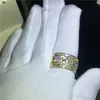 Choucong moda Hiphop anillo 5A circón piedra Color oro 925 plata esterlina aniversario fiesta banda anillos para Mujeres Hombres joyería