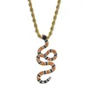 Hotsale Men Jewelry Yellow Gold Ice Out CZ Collana con pendente a forma di serpente per uomo Donna Gioielli punk Bel regalo per gli amici