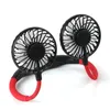 Hang Neck Sports Fan USB Laddning Mini Dual Cooling Fan Färgglada 360 graders roterande 30st / lot