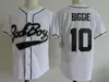 Mens Biggie Smalls 10 Bad Boy Baseball Jerseys는 아픈 검은 흰색 저지 스티치 셔츠 20th 패치 S-XXXL입니다.