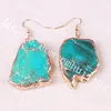 10Pairs 25-40mm Freeform Natural Sea Sediment Jasper Drop Dangle Earrings Bezel Set Gold Plated Imperial Impression Stone Regalite Earring