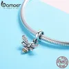 BAMOER Genuine 925 Sterling Silver Crystal Bee Crystal Charm fit Women Charm Bracelets DIY Jewelry Girlfriend Gift SCC821