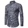 2019 neue Mens Fashion Leopard Print Gedruckt Bluse Casual Langarm Slim Fit Shirts Tops camisa masculina F1245i