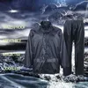 Mäns Tracksuits Oeak 1 Set Vattentät Män Rain Suit Rainwear Outdoor Window Jacket Conjoined Raincoats Overaller Motorcykel Fashion Rainc