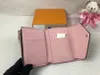 Cartera de diseñador entera de cuero monedero multicolor billetera corta Monedero policromático dama Titular de la tarjeta mini cremallera clásica pock300L