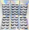 Free Shipping ePacket 5 Pair Natural Thick synthetic Eye Lashes Makeup Handmade Fake Cross False Eyelashes with Holographic Box 9959