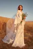 Abiti da sposa sexy a sirena Zuhair Murad con treno staccabile scollo a V manica lunga abito da sposa in pizzo Sweep Train robe de mari￩e