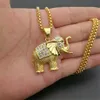 Iced Out Cyrkon Elephant Wisiorek Naszyjnik Zwierząt Biżuteria Złoty Kolor Ze Stali Nierdzewnej Bling CZ Męskie Hip Hop Wisiorek Dla Kobiet