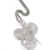 2020 Ny personlig guldpläterad Iced Out Diamond Elephant Pendant Halsband CZ Cubic Zirconia Cartoon Hip Hop Smycken Gift för Män Kvinnor