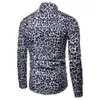 2019 neue Mens Fashion Leopard Print Gedruckt Bluse Casual Langarm Slim Fit Shirts Tops camisa masculina F1245i