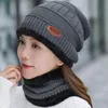 Inverno Gorros Homem e da Mulher Wool Hat Knit Outono Inverno Hat Balaclava Hat duas peças chapéus grossista das mulheres dos homens da forma do inverno Tampão