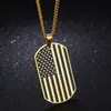 Wholesale-designer stylish cool titanium steel US Flag shield badge simple elegant men pendant necklace 55cm chain