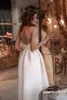 SatinTeelange kurze Brautkleider Sexy rückenfreies A-Linie-Satin-einfaches Brautkleid Spaghettiträger Kurzes Braut-Empfangskleid nach Maß