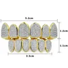 hip hop Denti microintarsiati placcati oro Denti hip hop Grillz Rosa Staffa zircone Grande dente d'oro Gioielli2163806