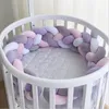 300 CM länge babybett Protector knoten Baby Bett Stoßstange Weben Plüsch Krippe kissen Für Neugeborene vier gebunden seil bett stoßstange