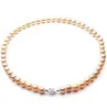 Mooie 9-10mm South Sea Rose Gold Pearl Necklace 18 "Silver"