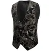 2020 Nya ankomst män Guld Floral Tuxedo klänning Single Breasted Waistcoat västar Black Wedding Groom Vest1513177