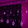 Dekoracje Nowe LED String Lights Pentagram Star Curtain Light Fairy Wedding Birthday Christmas Lighting Indoor Decoration Lights 220 V