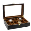 Boîte de montre en bois à 10 grilles, présentoir de bijoux, support de rangement, organisateur, boîtier de montre, boîte d'affichage de bijoux 232o