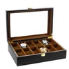 10 Grids Holz Uhrenbox Schmuck Display Aufbewahrungshalter Organizer Uhrengehäuse Schmuck Dispay Box281Z