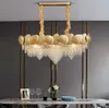 Lampadario di cristallo irregolare dorato rettangolare lampada da ristorante a led lampada decorativa di lusso per hotel di soggiorno di lusso LLFA