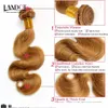 H miel blonde brésilien peuvien malaisien indien indien russe humain coiffure tisser la vague de corps 3 4 5 paquets lot couleur 27 cheveux brésiliens e64778231