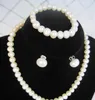 Necklace Pretty White Pearl Jewelry Set-Necklace+Bracelet+Earrings-Guarantee Genuine