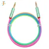 500 teile/los 3,5mm Jack Audio Kabel Regenbogen Bambus Kupfer Shell Stecker auf Stecker Stereo Hilfs Kabel für Samsung Auto MP3 MP4 AUX Kabel