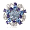 Vintage Style Rhodium Silver Blue and Tanzanite Crystal Flower Brooch Wedding Party Gift Pins Free Shipping