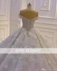 Robe de bal de luxe robe de mariée superbe perlée 3D fleurs dentelle Appliqued princesse Vintage arabe robes de mariée de haute qualité
