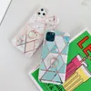 Dla iPhone 12 Diamond Pierścień Stojak Marmur Miękki TPU Phone Case Back Cover dla iPhone 11 Pro Max 11xs Max XR X 6 7 8 PLUS