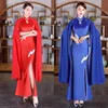 Chinese tang pak stijl vrouwen Sexy Avondjurken Lange mouw Qipao Rood Blauw dame vestido Open Slit Moderne Feestjurken oosterse jurk