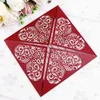 Nowy Darmowy DHL Shipping Gorgeous Square Red 4 Płatki Wedding Urodziny Graduation Zaproszenia zaręczynowe Karty