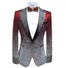 Red Silver Men's suit Fashion Green Jacket Blazer Prom Party Dinner Tuxedo Performance Jacket For Stage Wedding Shiny Costume175q