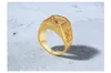 Fashion Mens Eagle Ring Gold Tone rostfritt stål Square Top med strålar Signet Ring Heavy Animal Band238o