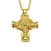 Colares Pingente Dupla Trendy Cross Gelado Out Bling Strass Cristal Ouro Prata Cadeia Colar Men Hip Hop Jóias Cuba