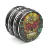 The latest 63X48MM size four-layer manual black skull dark devil smoking set smoke grinder metal aluminum alloy material