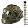 Outdoor Sport PJ Fast Tactical Airsoft Helmet with Mask Airsoft Paintabll Shooting Adjustable Head Locking Strap Suspension System NO01-013